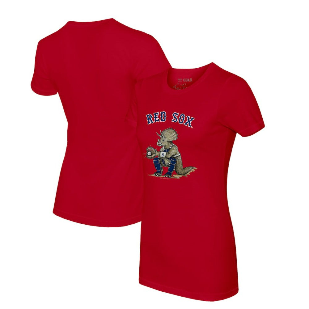 Boston Red Sox Tiny Turnip Women's Triceratops T-Shirt - Red T-shirts