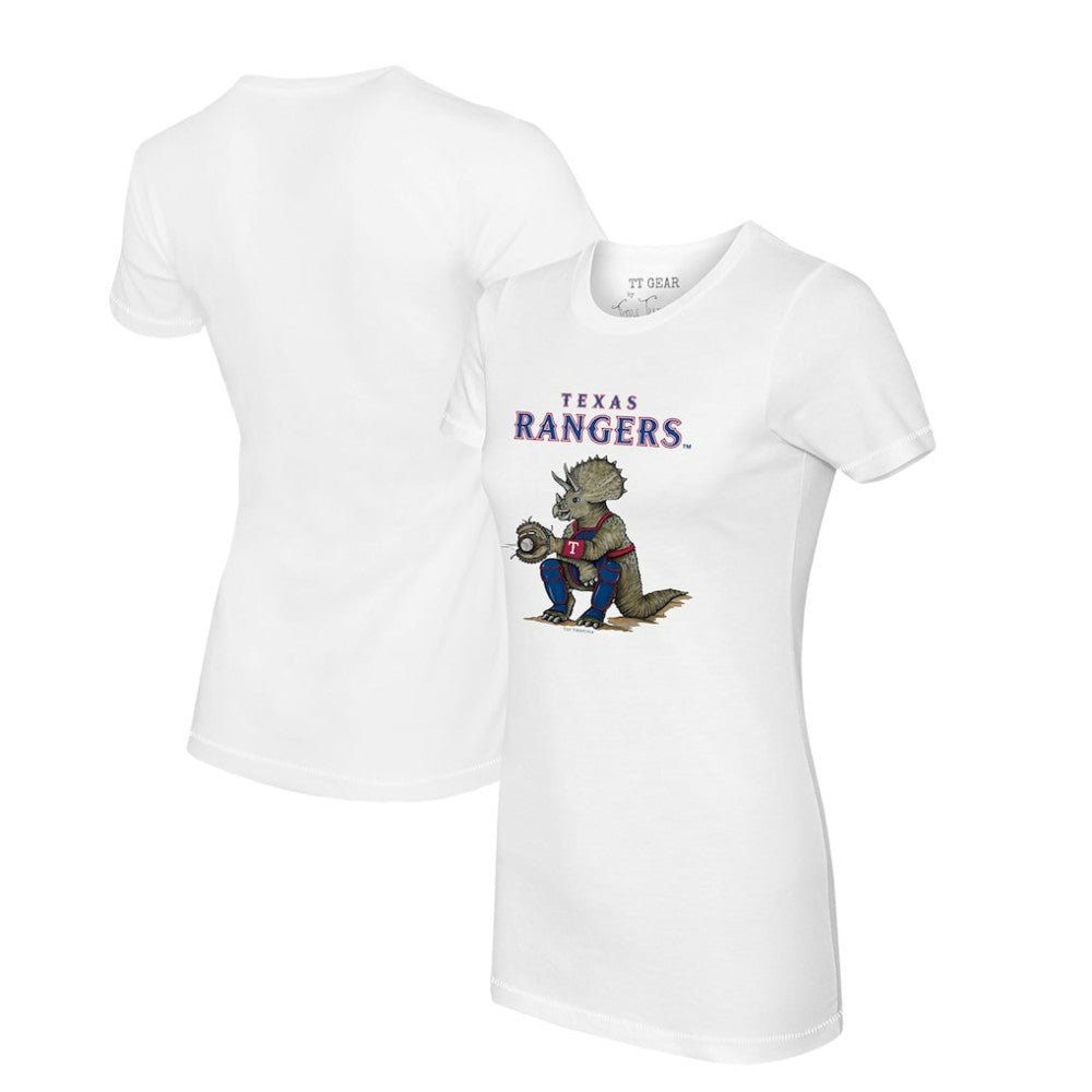Texas Rangers Tiny Turnip Women's Triceratops T-Shirt - White T-shirts
