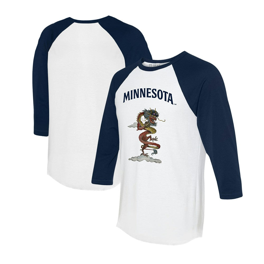 Minnesota Twins Tiny Turnip Unisex 2024 Year of the Dragon 3/4-Sleeve Raglan T-Shirt - White/Navy T-shirts