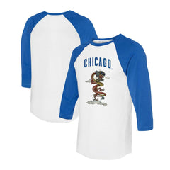 Chicago Cubs Tiny Turnip Unisex 2024 Year of the Dragon 3/4-Sleeve Raglan T-Shirt - White/Royal T-shirts