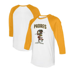 San Diego Padres Tiny Turnip Unisex 2024 Year of the Dragon 3/4-Sleeve Raglan T-Shirt - White/Gold T-shirts