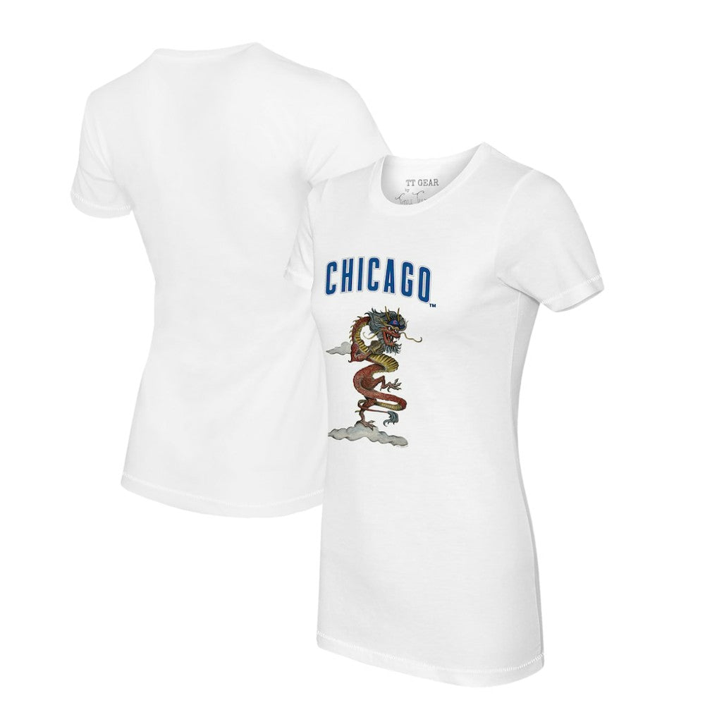 Chicago Cubs Tiny Turnip Women's 2024 Year of the Dragon T-Shirt - White T-shirts