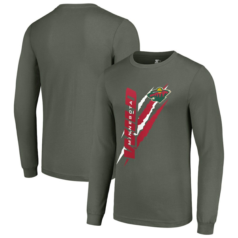 NHL Minnesota Wild Starter Color Scratch Long-Sleeve T-Shirt - Green