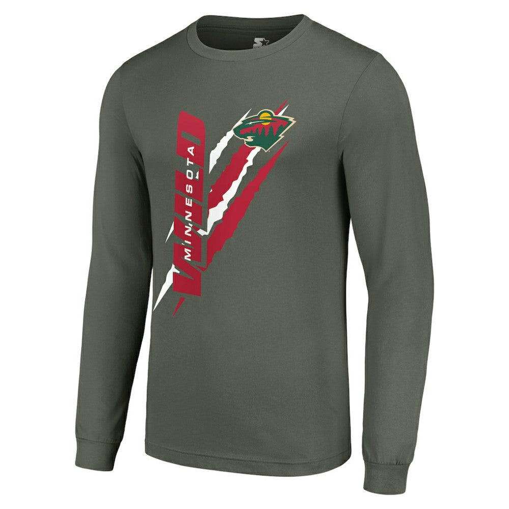 NHL Minnesota Wild Starter Color Scratch Long-Sleeve T-Shirt - Green