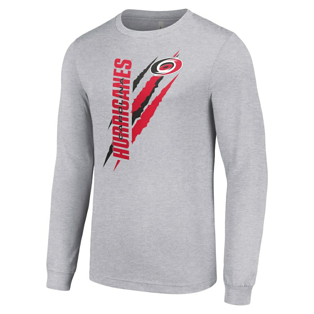 NHL Carolina Hurricanes Starter Color Scratch Long-Sleeve T-Shirt - Heather Gray