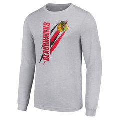 NHL Chicago Blackhawks Starter Color Scratch Long-Sleeve T-Shirt - Heather Gray