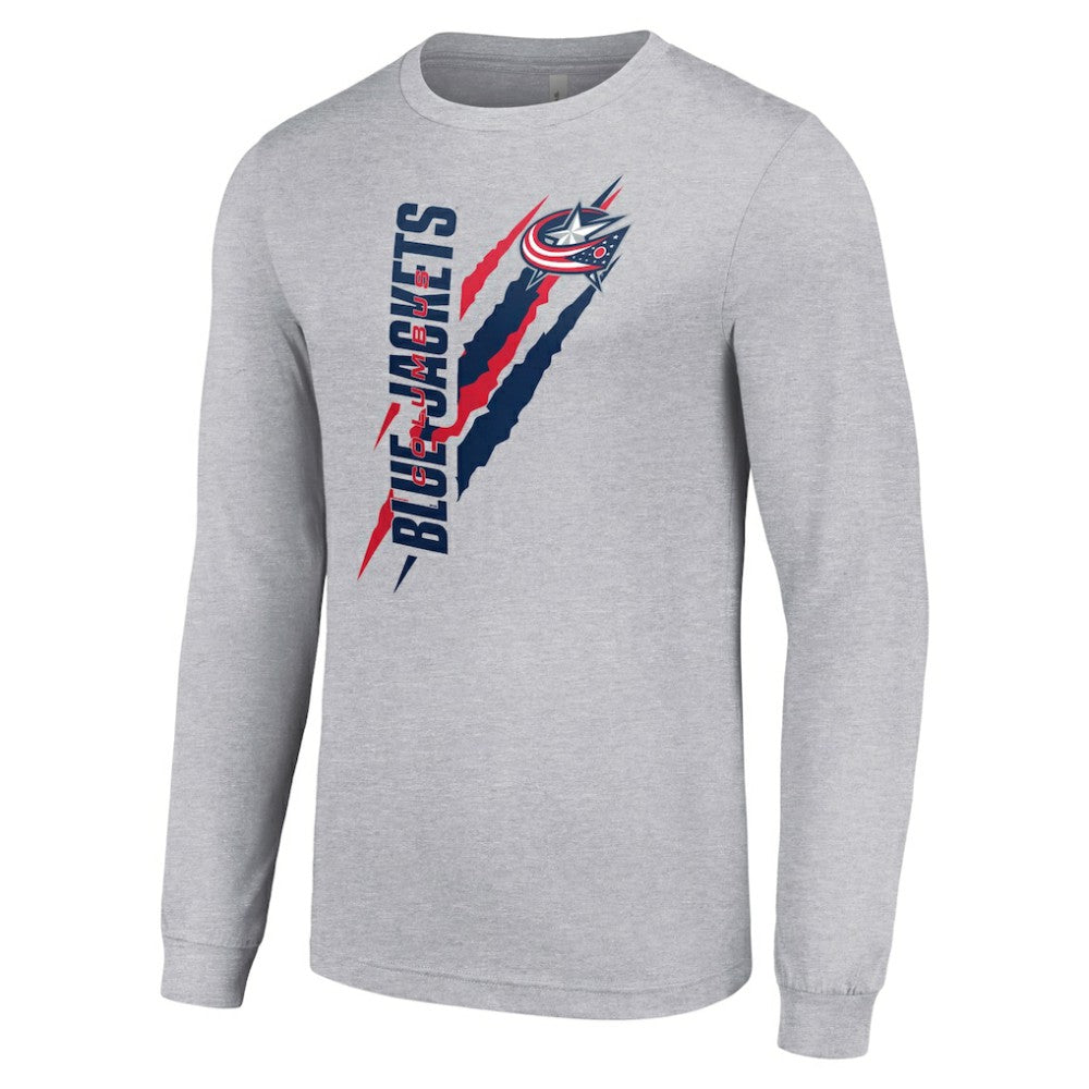 NHL Columbus Blue Jackets Starter Color Scratch Long-Sleeve T-Shirt - Heather Gray