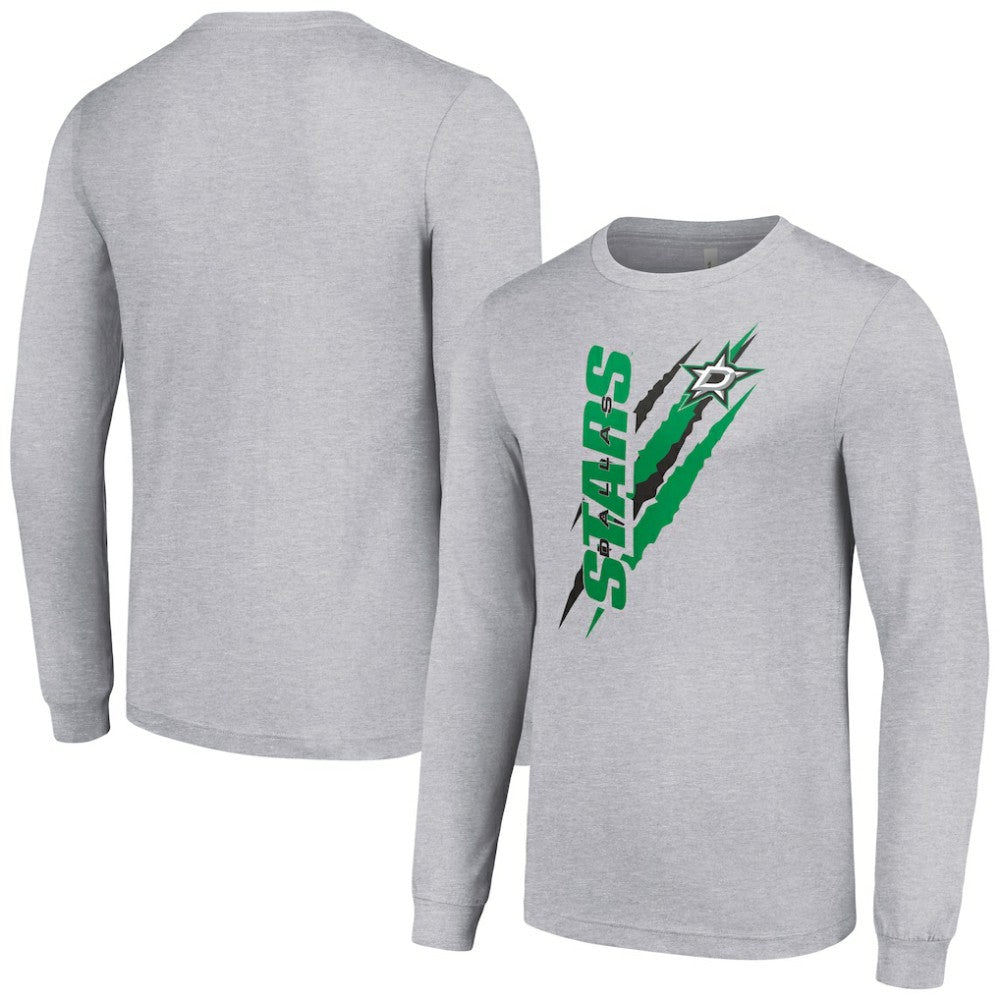 NHL Dallas Stars Starter Color Scratch Long-Sleeve T-Shirt - Heather Gray