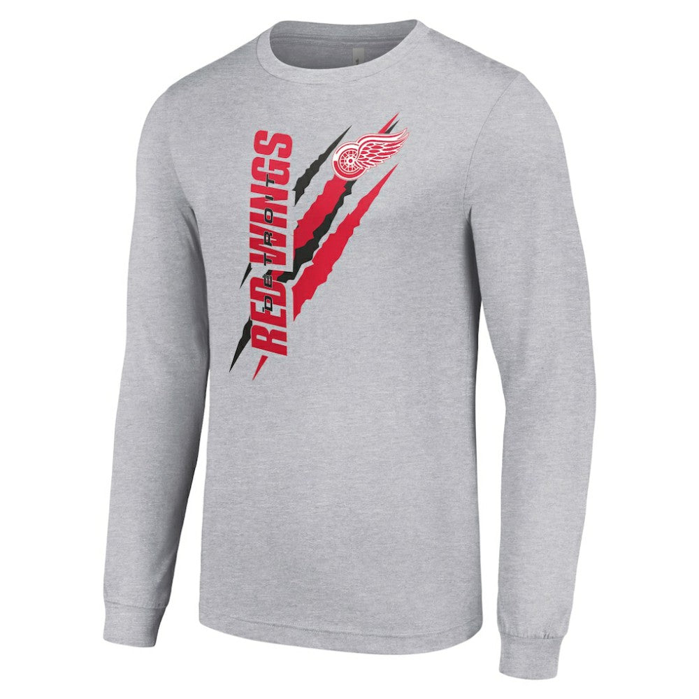 NHL Detroit Red Wings Starter Color Scratch Long-Sleeve T-Shirt - Heather Gray
