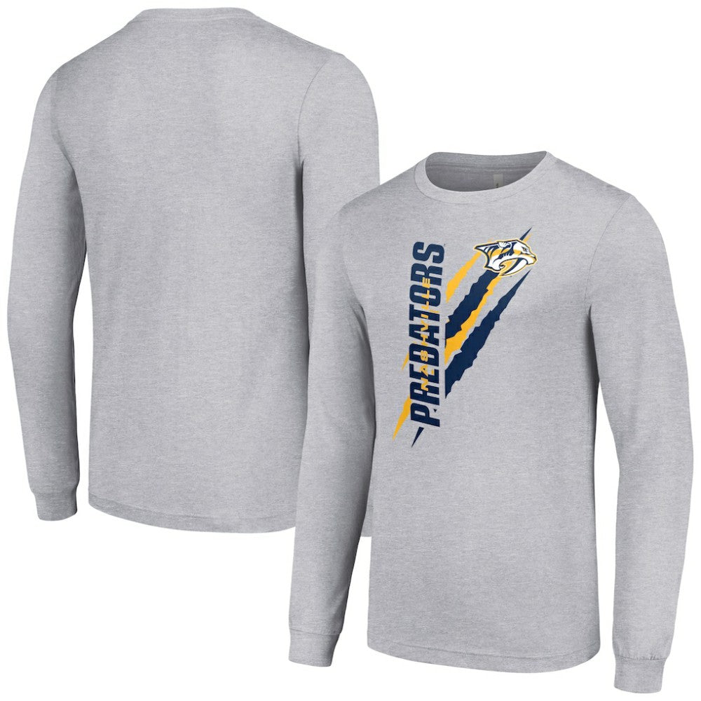 NHL Nashville Predators Starter Color Scratch Long-Sleeve T-Shirt - Heather Gray