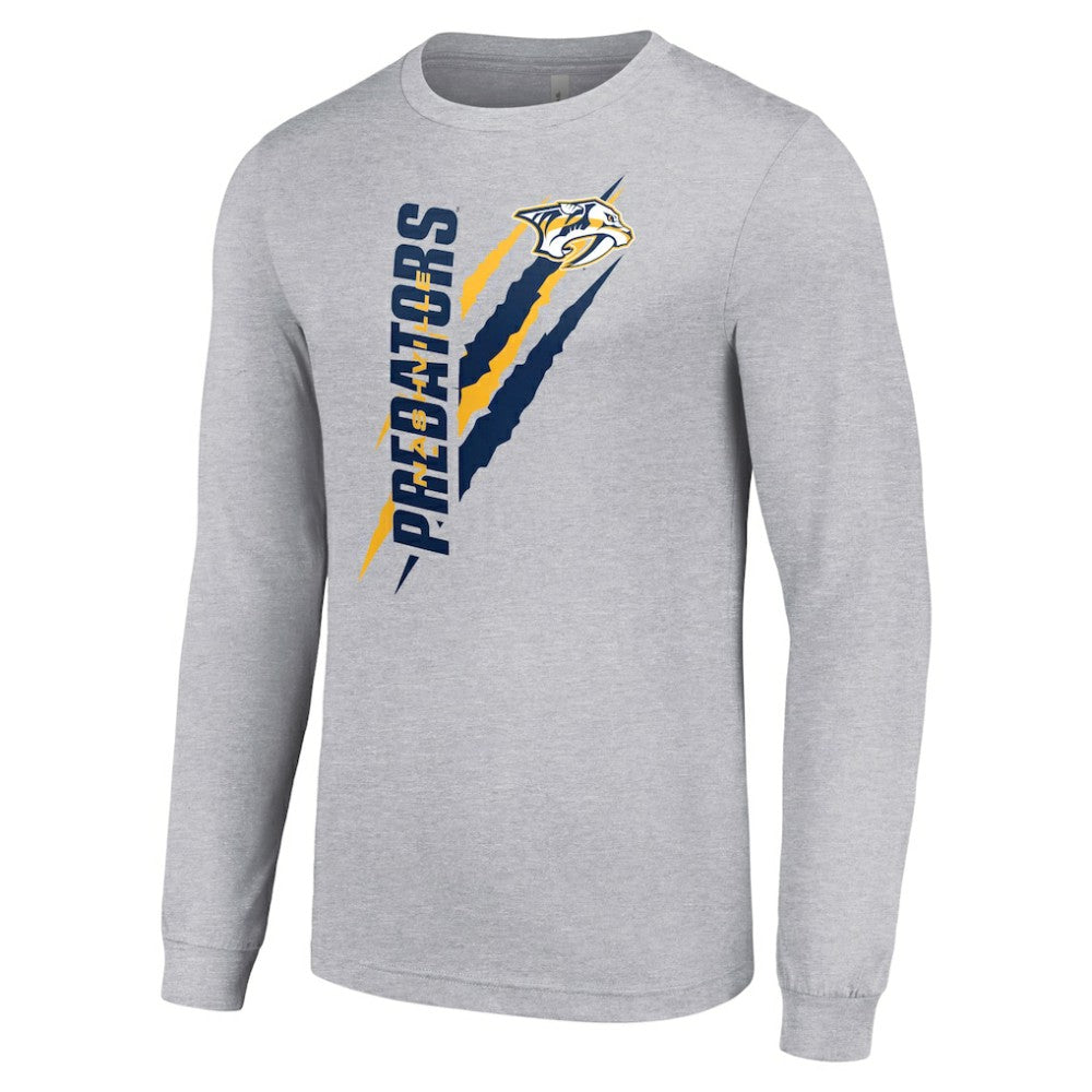NHL Nashville Predators Starter Color Scratch Long-Sleeve T-Shirt - Heather Gray
