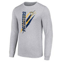 NHL Nashville Predators Starter Color Scratch Long-Sleeve T-Shirt - Heather Gray