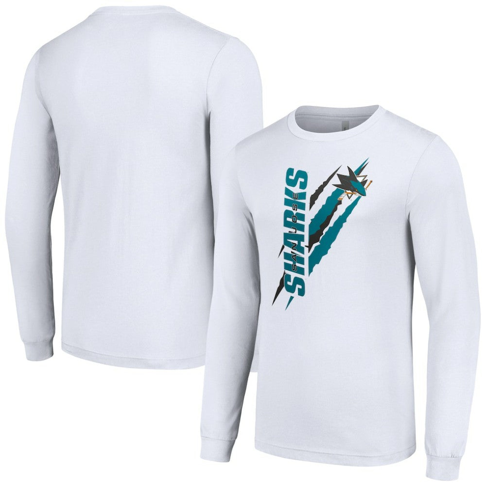 NHL San Jose Sharks Starter Color Scratch Long-Sleeve T-Shirt - White