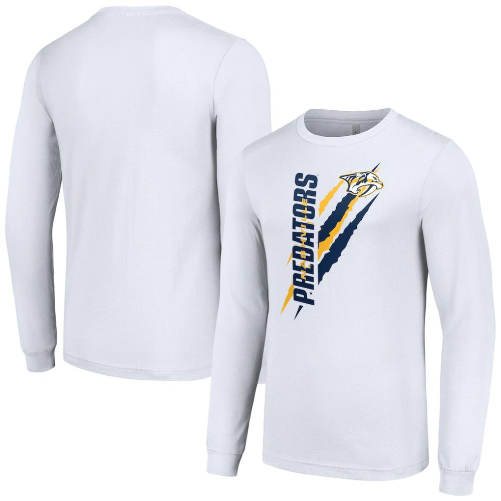 NHL Nashville Predators Starter Color Scratch Long-Sleeve T-Shirt - White