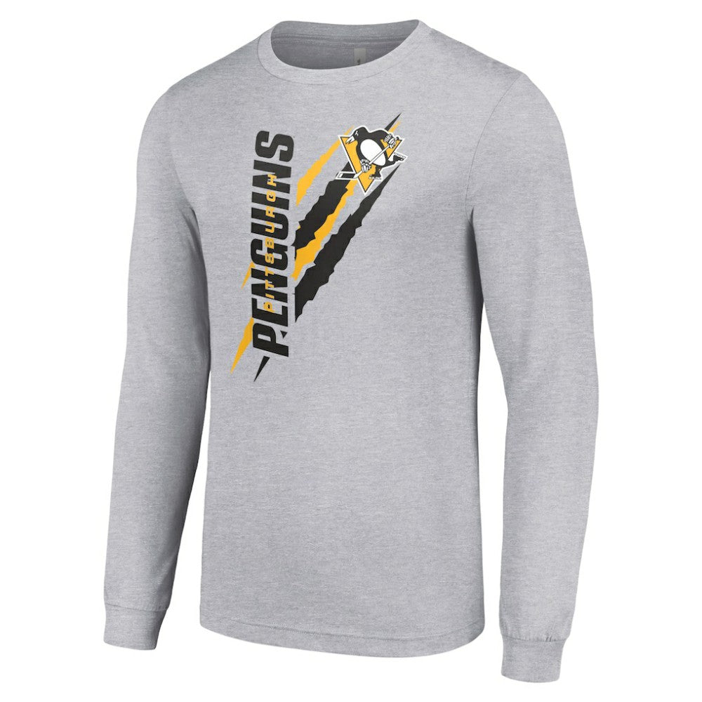 NHL Pittsburgh Penguins Starter Color Scratch Long-Sleeve T-Shirt - Heather Gray