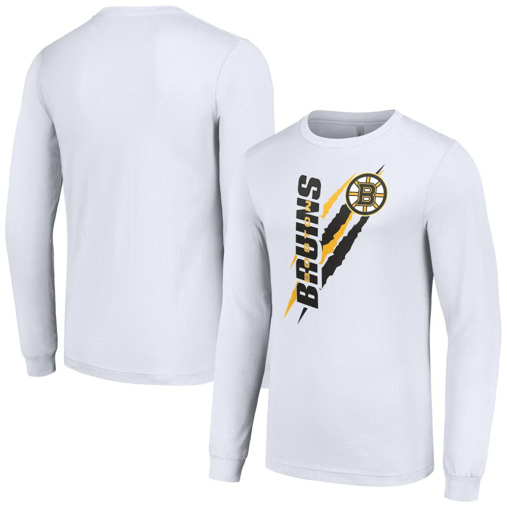 NHL Boston Bruins Starter Color Scratch Long-Sleeve T-Shirt - White