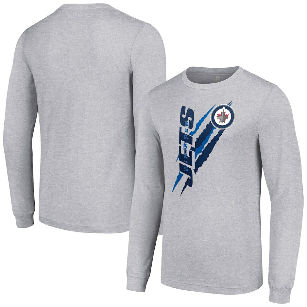 NHL Winnipeg Jets Starter Color Scratch Long-Sleeve T-Shirt - Heather Gray