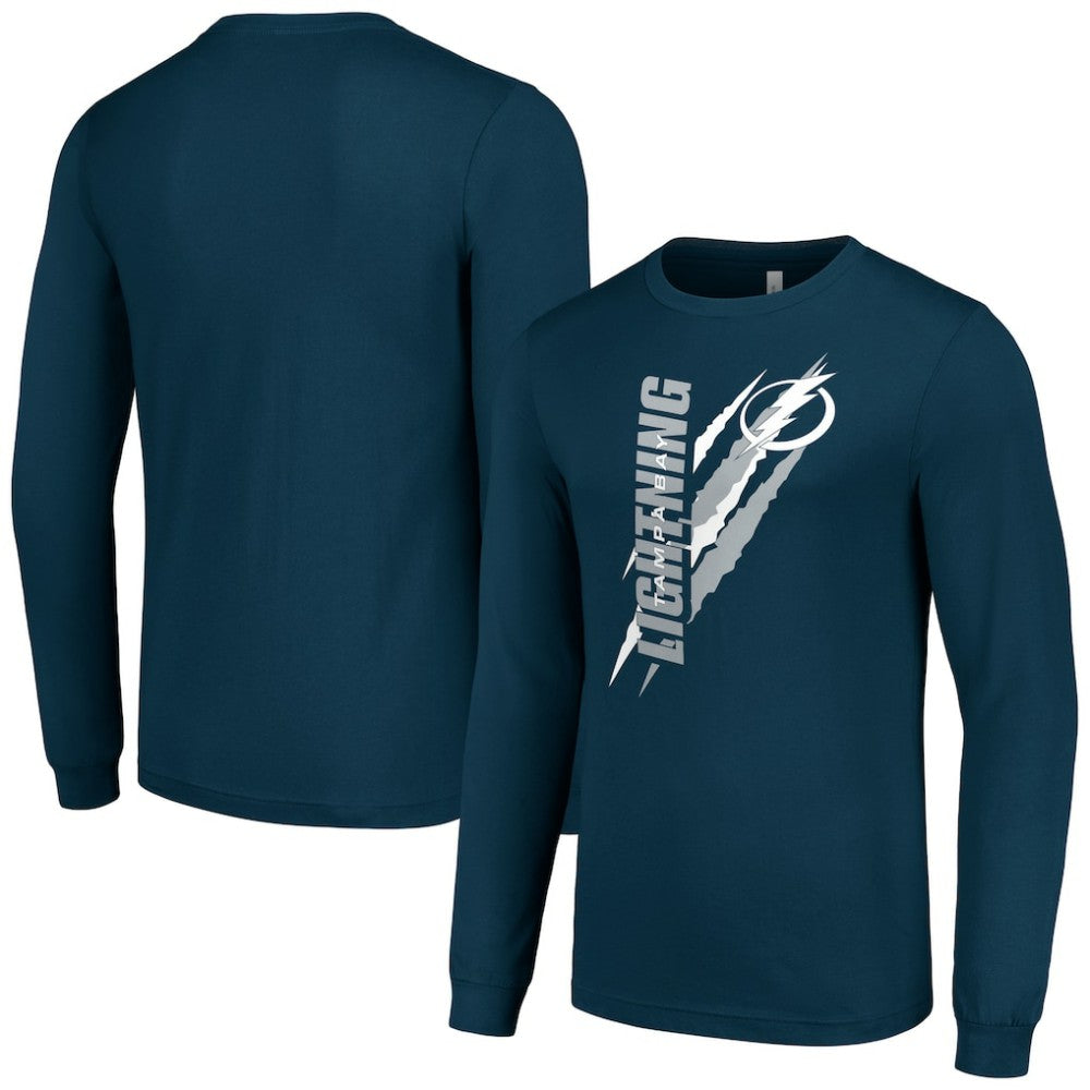 NHL Tampa Bay Lightning Starter Color Scratch Long-Sleeve T-Shirt - Navy