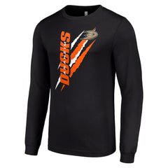 NHL Anaheim Ducks Starter Color Scratch Long-Sleeve T-Shirt - Black