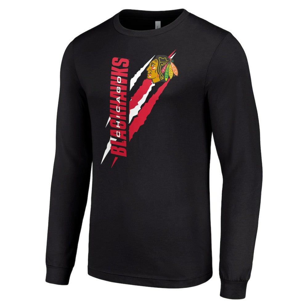 NHL Chicago Blackhawks Starter Color Scratch Long-Sleeve T-Shirt - Black
