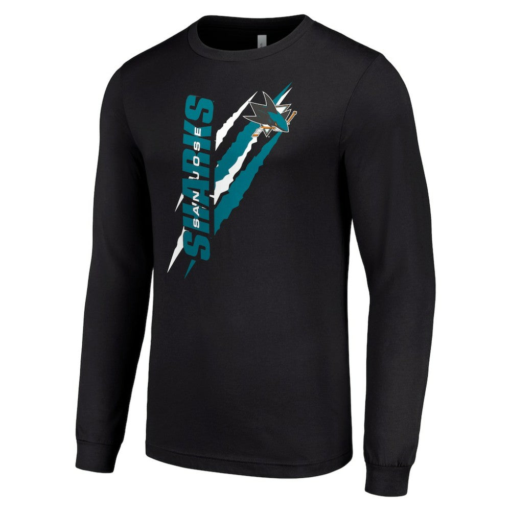 NHL San Jose Sharks Starter Color Scratch Long-Sleeve T-Shirt - Black