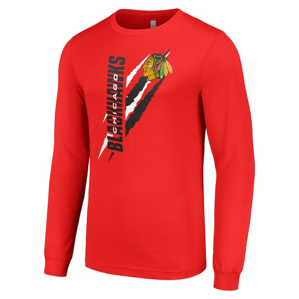 NHL Chicago Blackhawks Starter Color Scratch Long-Sleeve T-Shirt - Red