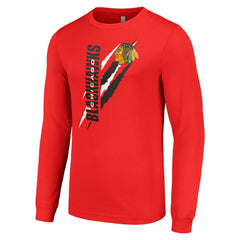 NHL Chicago Blackhawks Starter Color Scratch Long-Sleeve T-Shirt - Red
