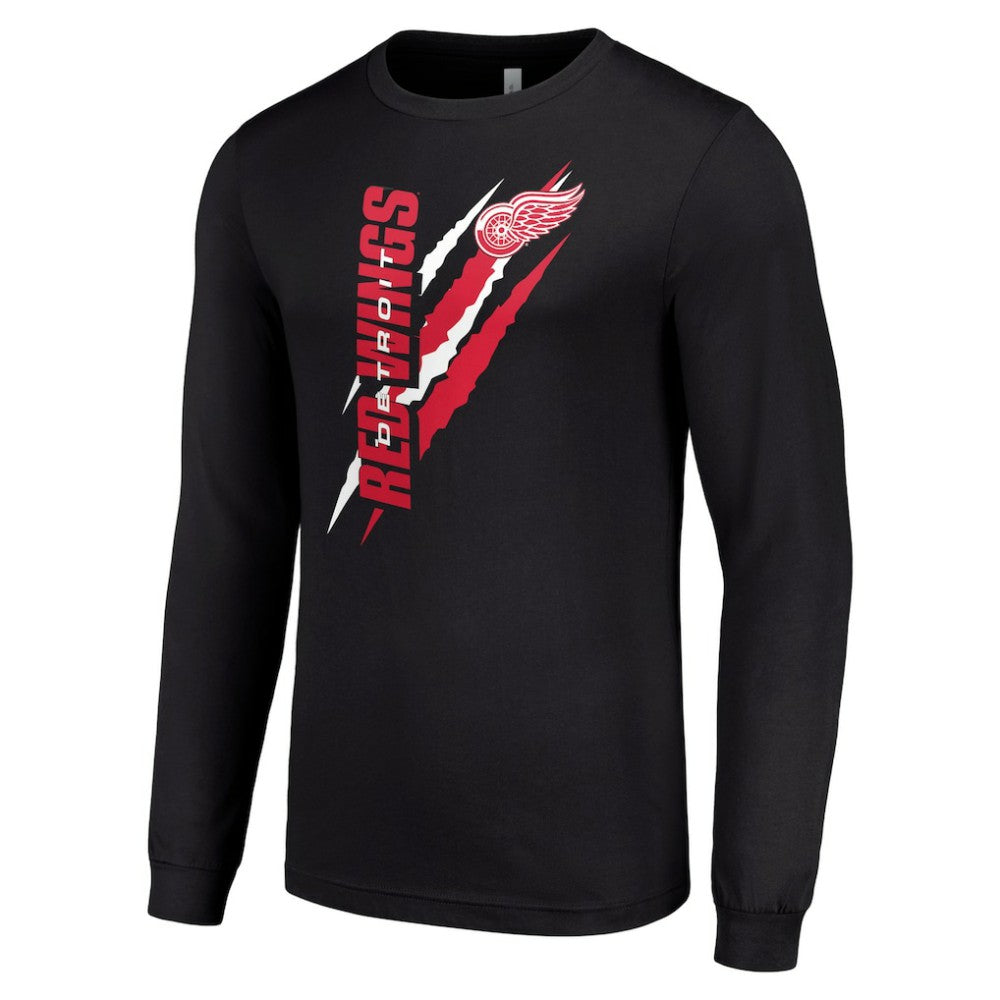 NHL Detroit Red Wings Starter Color Scratch Long-Sleeve T-Shirt - Black