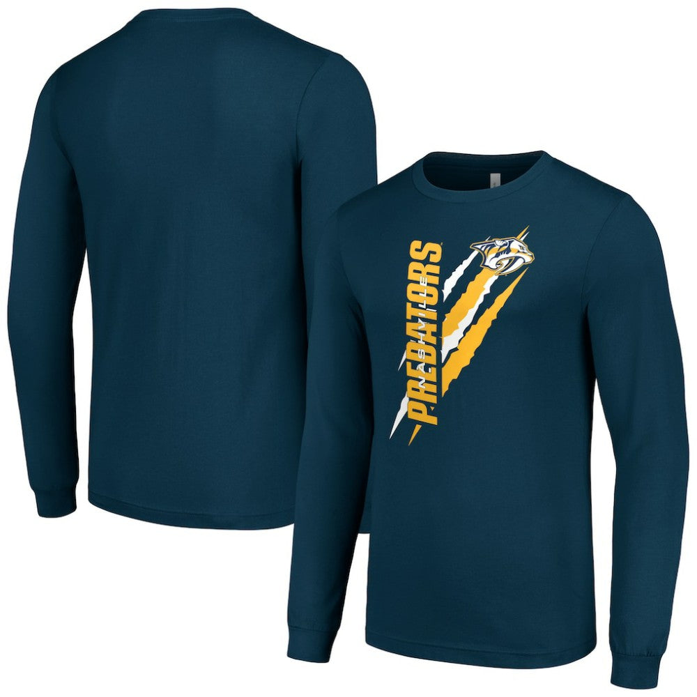 NHL Nashville Predators Starter Color Scratch Long-Sleeve T-Shirt - Navy