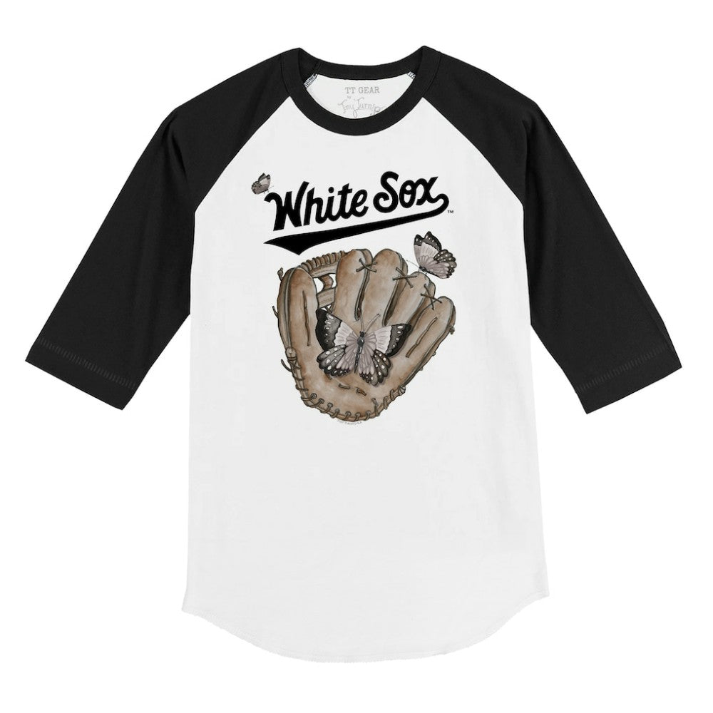 Chicago White Sox Tiny Turnip Youth Butterfly Glove 3/4-Sleeve Raglan T-Shirt - White/Black T-shirts