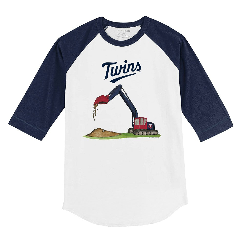 Minnesota Twins Tiny Turnip Youth Excavator 3/4-Sleeve Raglan T-Shirt - White/Navy T-shirts