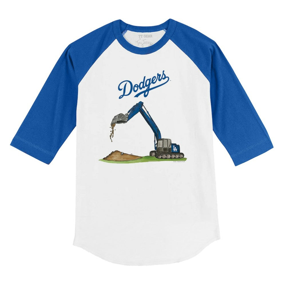 Los Angeles Dodgers Tiny Turnip Youth Excavator 3/4-Sleeve Raglan T-Shirt - White/Royal T-shirts