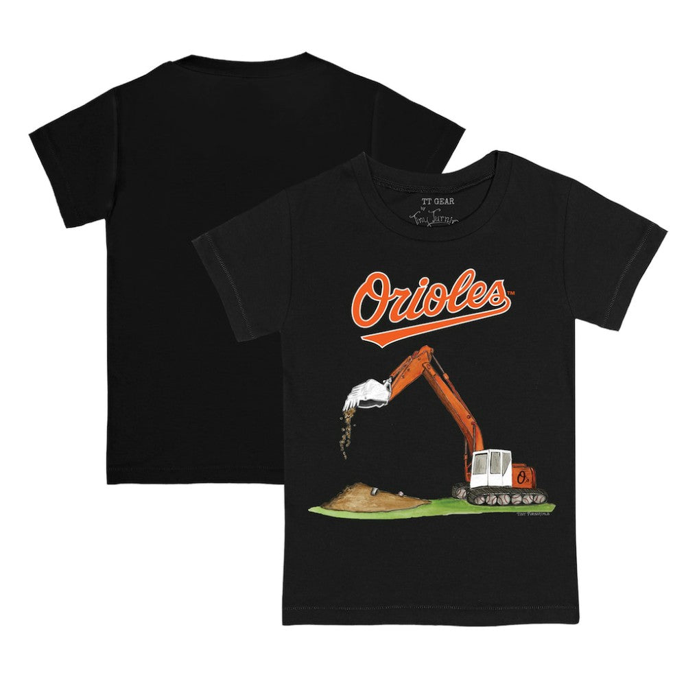 Baltimore Orioles Tiny Turnip Youth Excavator T-Shirt - Black T-shirts