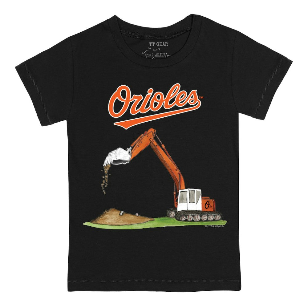 Baltimore Orioles Tiny Turnip Youth Excavator T-Shirt - Black T-shirts