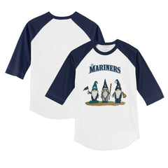 Seattle Mariners Tiny Turnip Youth Gnomes 3/4-Sleeve Raglan T-Shirt - White/Navy T-shirts