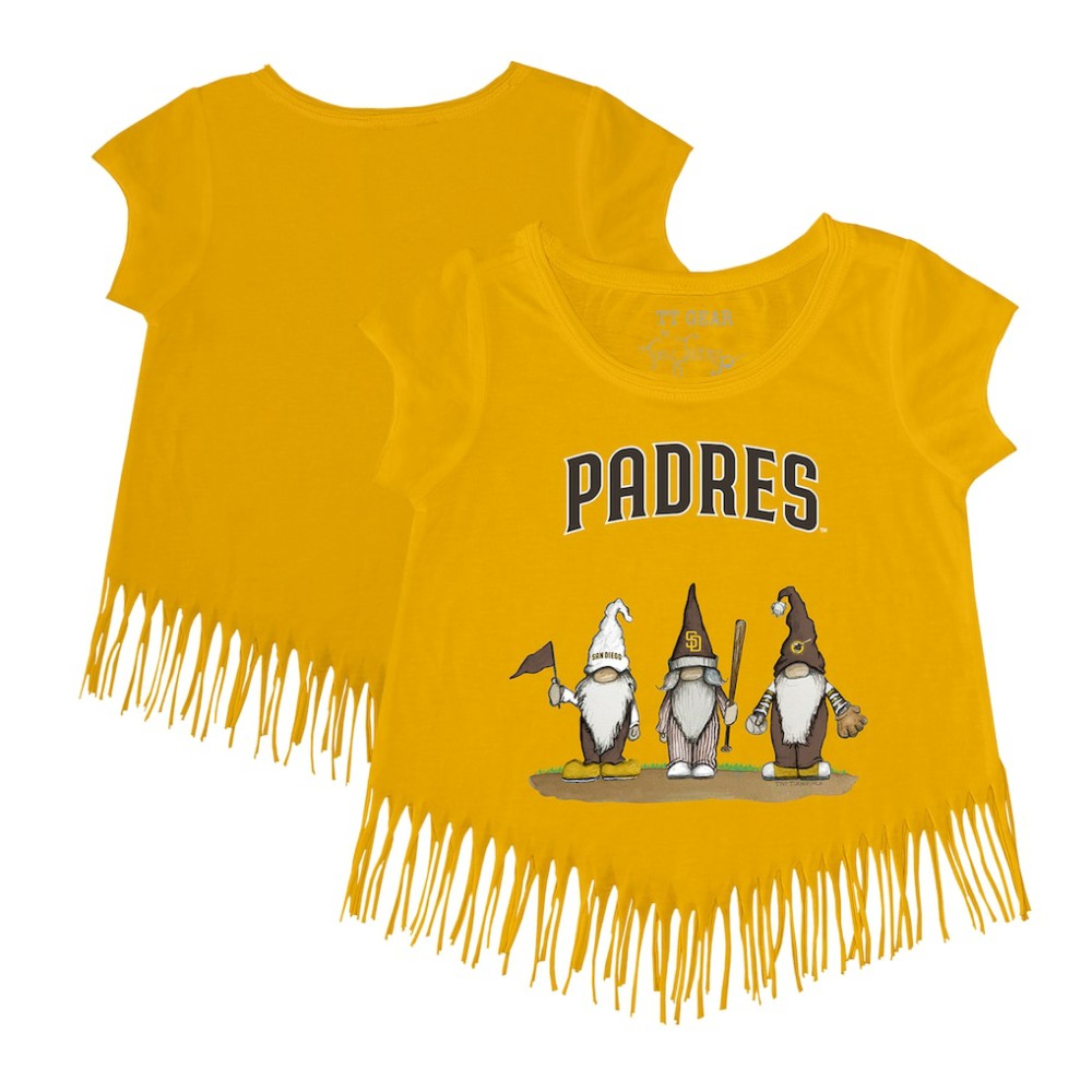 San Diego Padres Tiny Turnip Girls Youth Gnomes Fringe T-Shirt - Gold T-shirts