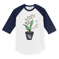 Tampa Bay Rays Tiny Turnip Youth Lilies & Ladybugs 3/4-Sleeve Raglan T-Shirt - White/Navy T-shirts