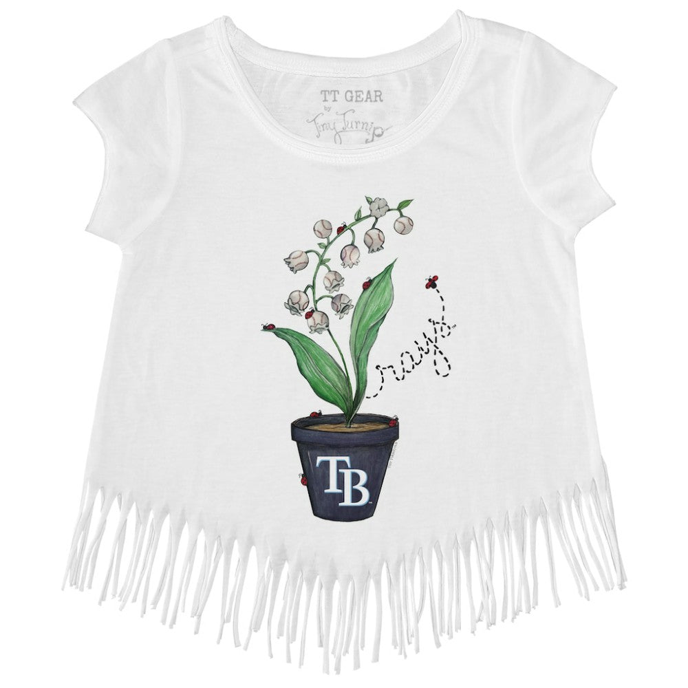 Tampa Bay Rays Tiny Turnip Girls Youth Lilies & Ladybugs Fringe T-Shirt - White T-shirts