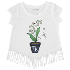 Tampa Bay Rays Tiny Turnip Girls Youth Lilies & Ladybugs Fringe T-Shirt - White T-shirts