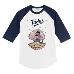 Minnesota Twins Tiny Turnip Youth Mermaid 3/4-Sleeve Raglan T-Shirt - White/Navy T-shirts