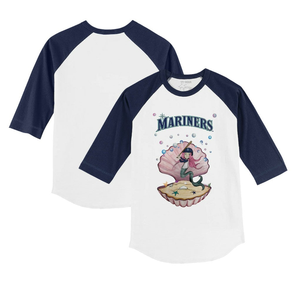 Seattle Mariners Tiny Turnip Youth Mermaid 3/4-Sleeve Raglan T-Shirt - White/Navy T-shirts