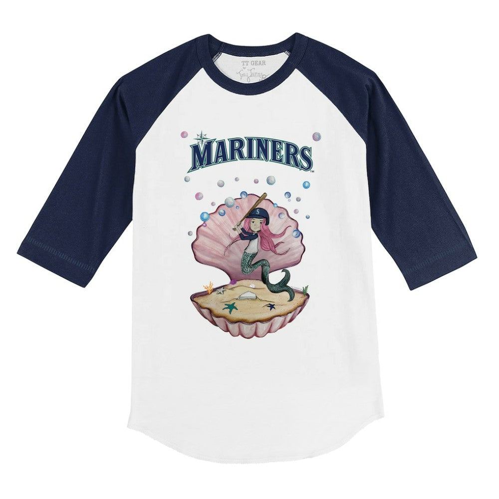 Seattle Mariners Tiny Turnip Youth Mermaid 3/4-Sleeve Raglan T-Shirt - White/Navy T-shirts