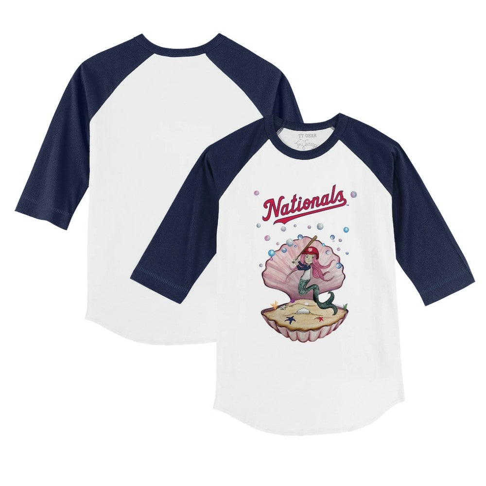 Washington Nationals Tiny Turnip Youth Mermaid 3/4-Sleeve Raglan T-Shirt - White/Navy T-shirts