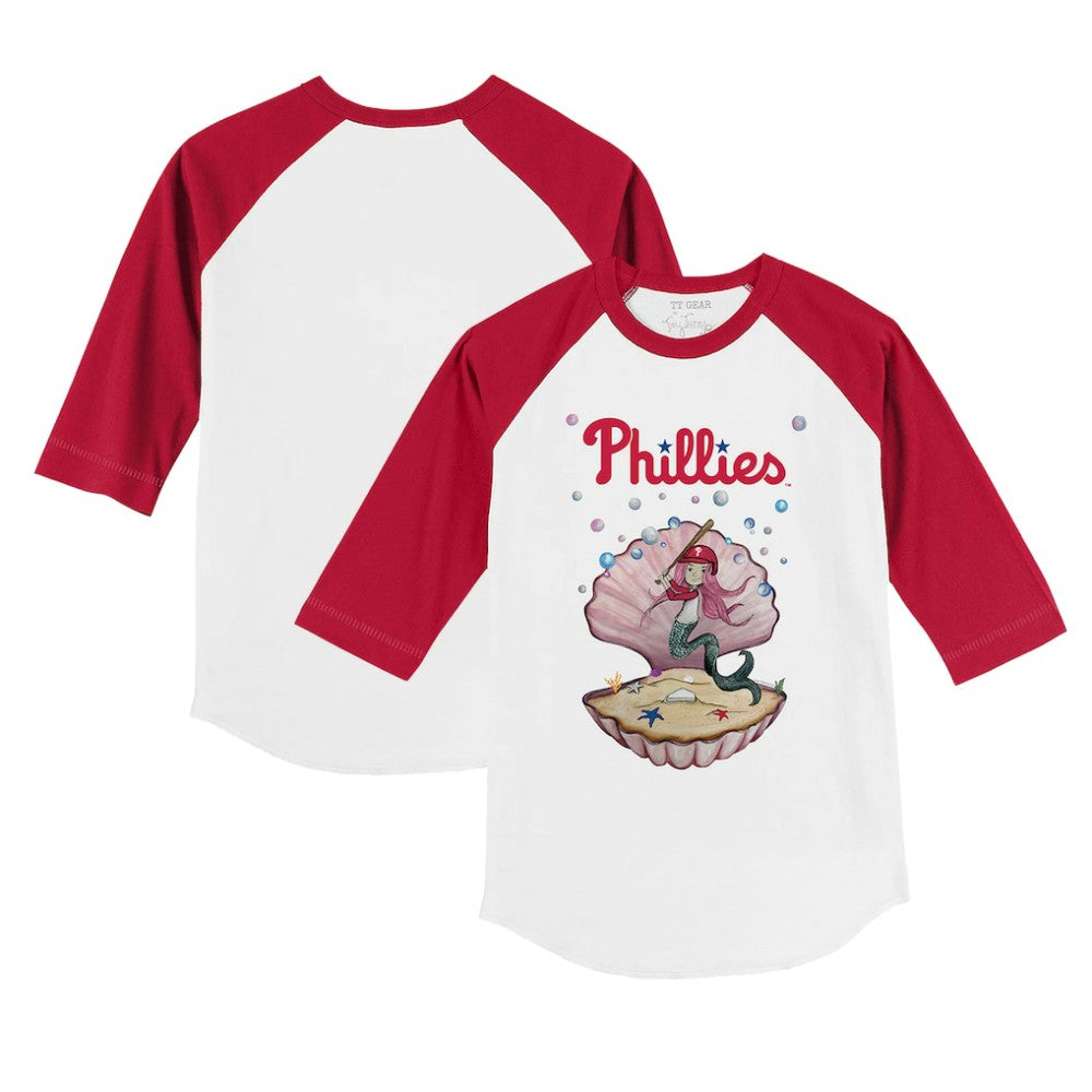 Philadelphia Phillies Tiny Turnip Youth Mermaid 3/4-Sleeve Raglan T-Shirt - White/Red T-shirts
