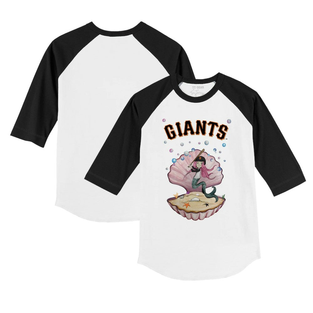 San Francisco Giants Tiny Turnip Youth Mermaid 3/4-Sleeve Raglan T-Shirt - White/Black T-shirts