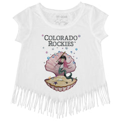 Colorado Rockies Tiny Turnip Girls Youth Mermaid Fringe T-Shirt - White T-shirts