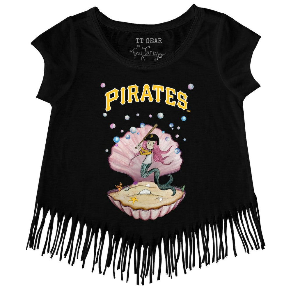 Pittsburgh Pirates Tiny Turnip Girls Youth Mermaid Fringe T-Shirt - Black T-shirts
