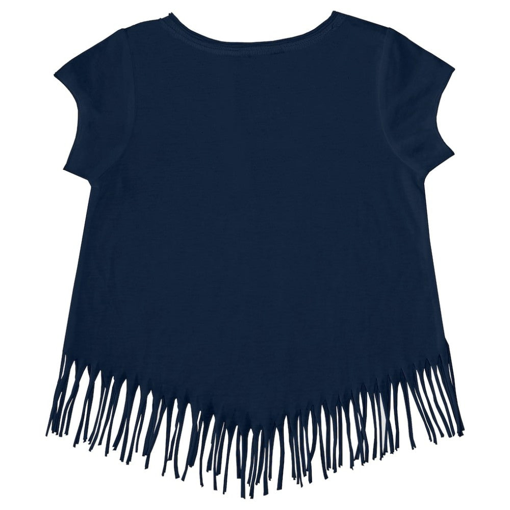 Atlanta Braves Tiny Turnip Girls Youth Mermaid Fringe T-Shirt - Navy T-shirts