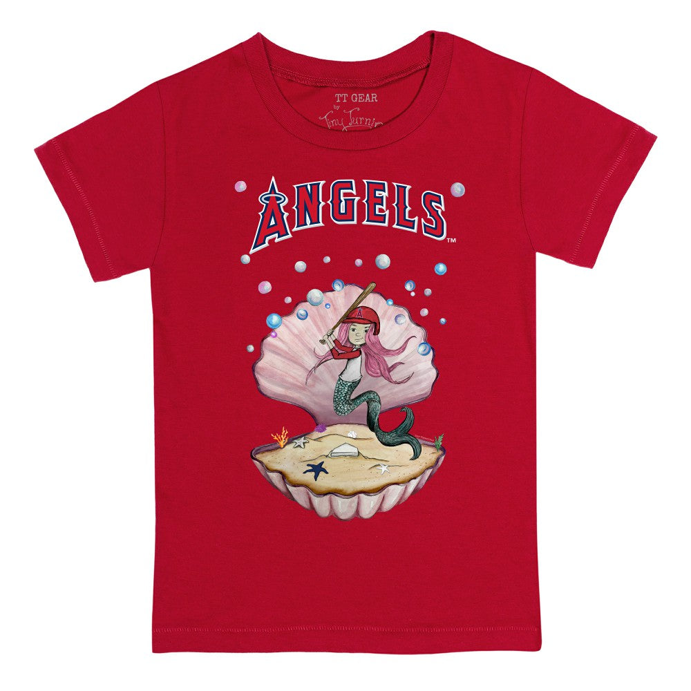 Los Angeles Angels Tiny Turnip Youth Mermaid T-Shirt - Red T-shirts