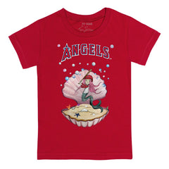 Los Angeles Angels Tiny Turnip Youth Mermaid T-Shirt - Red T-shirts
